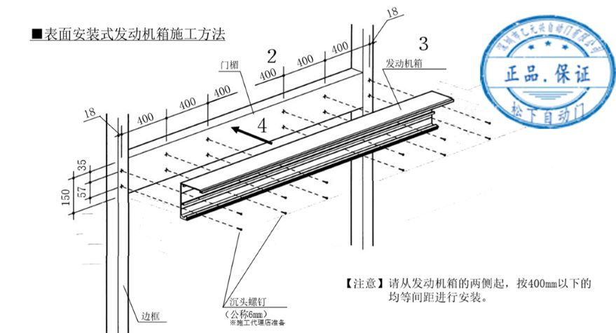 自動門發(fā)動機箱安裝示意圖